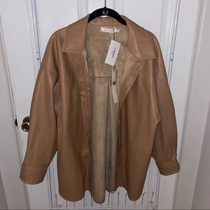 NWT tan faux leather jacket